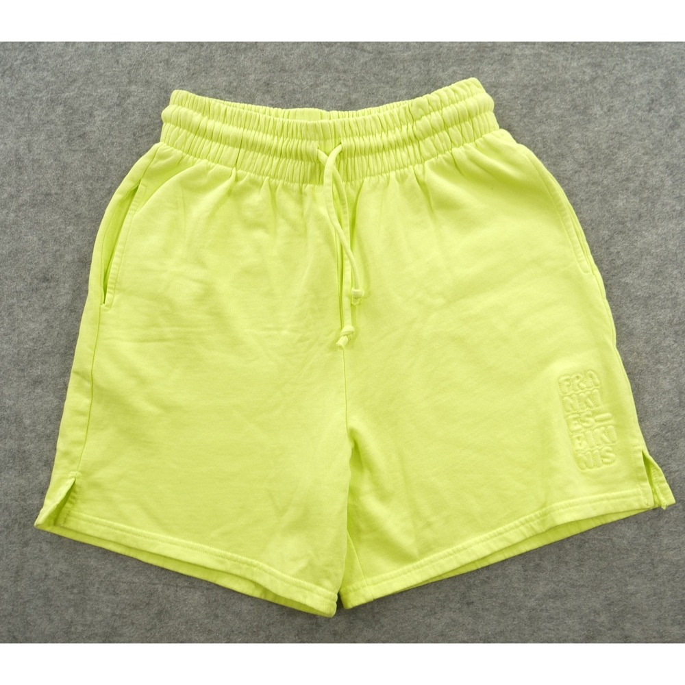 Frankies Bikinis Shorts Womens Medium Yellow Fleece Sweat Drawstring New